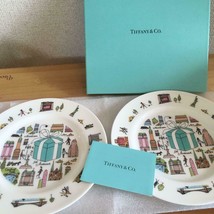 TIFFANY&amp;Co. pair Cup plate dish 5th Avenue Bone China pair w/BOX gift - £94.43 GBP