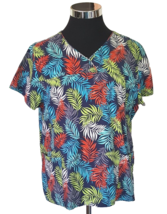 Scrubstar V-Neck Top Women&#39;s Size X-Large Tropical Multicolor Medical De... - £10.71 GBP