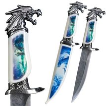 Munetoshi 13.5&quot; Fantasy Fierce Dragon Dagger Bowie Gift Knife with Scabb... - £10.88 GBP