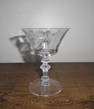 Tiffin-Franciscan Fuchsia Etched Crystal Liquor Cocktail Glass 1949-1967 - $14.85