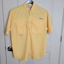 Columbia PFG Shirt Mens Medium Yellow Vented Short Sleeve Fishing Outdoo... - $15.18