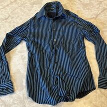 Express 1MX Men's Blue &amp; Purple Striped Long Sleeve Button Up Shirt Size... - $11.73