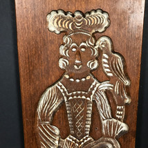  Springerle Woman with parrot/ Cookie Speculaas Board Mold Hand Carved Wooden - £81.38 GBP