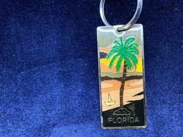 Vintage Keyring Florida Usa Keychain MULTI-COLOR Sky Ancien Porte-Clés Palm Tree - £6.28 GBP