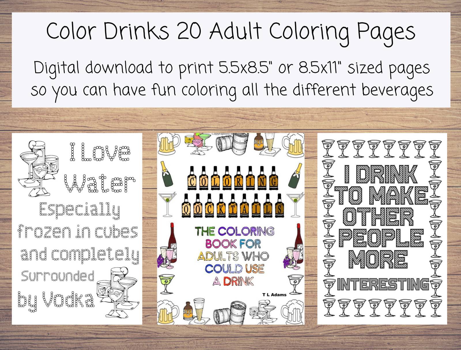 Coloring Cocktails: Instant printable coloring pages for adults who coul... - $2.00