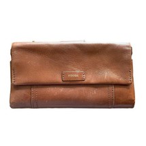Fossil Leather Ellis Clutch Wallet Brown 7 1/2&quot; x 4&quot; EUC - $34.66 CAD