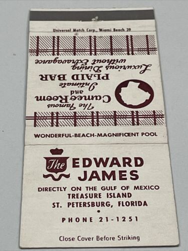 Vintage Matchbook Cover  The Edeard James restaurant  ST. Setersburg, FL  gmg Item image 2