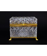Bohemia Czech Cut Crystal Hinged Glass Jewelry Casket Trinket Ormalu Box... - £972.26 GBP