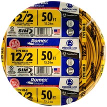 Southwire Romex Brand Simpull Solid Indoor 12/2 W/G NMB Cable 50ft coil - SW# 28 - £70.69 GBP