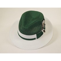 Men's Bruno Capelo Belvedere 2-Tone Straw Style Fedora Hat BD953 Emerald White image 2