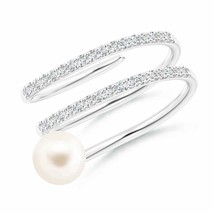 ANGARA Freshwater Pearl Spiral Wrap Ring for Women, Girls in 14K Solid Gold - £737.90 GBP