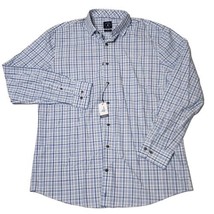 Johnnie O Shirt Mens Large Button Up Plaid Blue Oceanside Top Shelf Tarp... - $34.64