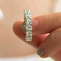 2.20CT Redondo Imitación Diamante Eternidad Completo Pedida Banda Plata de Ley - £77.47 GBP