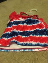 2pc Op Girls Printed Swim Suit Set Size S Red Blue White - $33.66