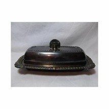Portsmouth Trade Mark Silverplate COVERED BUTTER DISH w/ glass insert vtg - $22.76