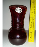Vintage Anchor Hocking Royal Ruby Red Flower Vase with Label - £7.84 GBP