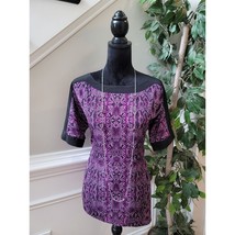Dana Buchman Blouse Women&#39;s Size Medium Purple Black Short Sleeves Top - $24.75