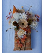 FALL FRONT DOOR DECOR   BURLAP  SACK w  GERBER DAISIES , MUMS    20&quot; X 12&quot; - £19.74 GBP