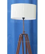 OAK WOOD TRIPOD FLOOR LAMP IN COPPER FINISH WITH BEAUTIFUL WHITE COTTON ... - €169,10 EUR