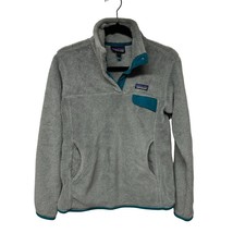 Patagonia Womens Snap-T Gray Elwha Blue Synchilla Fuzzy Pullover Medium Sweater - $64.35