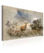 Tiptophomedecor Stretched Canvas Animal Art - Deer In Field - Stretched ... - £78.68 GBP+