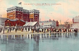 ATLANTIC CITY NEW JERSEY~THE BEACH IN FRONT OF HOTEL CHALFONTE~1910 POST... - £7.12 GBP