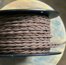 16 Gauge Brown Cotton Cloth Covered Twisted Wire - Vintage Braid Style L... - $1.47