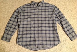 St Johns Bay Plaid Shirt Gray Black Mens Size XL Cotton Blend Long Sleeve - £13.12 GBP
