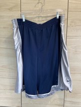 Nike Basketball Shorts Blue Reversible Silver Gray Stripe XL Or 2XL #m34 - £7.56 GBP