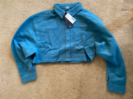 Womens Reebok Teal Button Up Crop Sweatshirt Size  Medium - £18.53 GBP