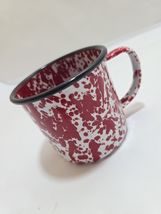 Vintage Red White Swirl Enamelware Marble Graniteware Coffee Cup Mug - $14.20