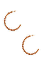 Rhinestone Bead Open Hoop Post Earring - £6.76 GBP