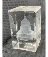 Capital Building 3D Hologram Paperweight Laser Etched Glass BNA Logo - $16.49