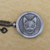 Pewter Keepsake Pet Memory Charm Cremation Urn with Chain - Forever Feline - £78.44 GBP