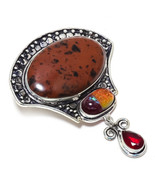 Mahogany Obsidian And Garnet Gemstone Handmade Ethnic Jewelry Pendant 2.... - $11.99