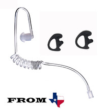 2 Black Left Medium earmold Clear Coiled Acoustic Tube Motorola  Mic Headset - $10.88