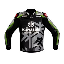 Stylish Kawasaki Black Racing Team Cowhide Leather Motorcycle Jacket CE ... - £130.42 GBP