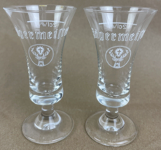 Lot Of 2 x Jagermeister Stemmed Footed Shot Glasses Logo Deer Stag 3.5” ... - $16.82