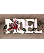 Stained Glass Noel Double Tea Light Candle Holder Cardinal Bird Christma... - $15.33