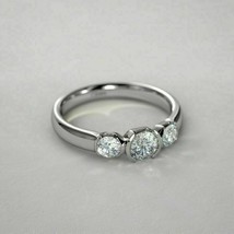 Solid 14k White Gold 1.80Ct Round Cut Three Diamond Engagement Ring in Size 5.5 - £187.55 GBP
