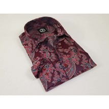 Men's Silky Paisley Floral Shirt By JT Milano AVM Slim Fit 6008-52 Burgundy image 2