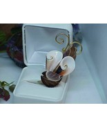 Vintage Krementz Gold Filled Shell &amp; Agate leaf Scrolled Flower Brooch H... - $44.54