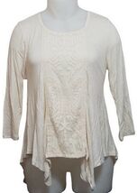 Style Co. Lace-Inset Warm Vanilla Heather Handkerchief-Hem Women Top Blo... - $19.79
