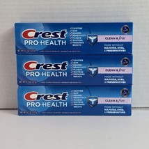 (3) Crest Pro Health Clean &amp; Free Fluoride Toothpaste 4.3oz No Dyes No S... - $13.84