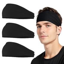 3 Pack Headbands for Men and Women, Mens Sweatband Sports Headband, Stretchy Moi - £10.97 GBP