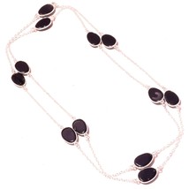 Black Spinel Faceted Handmade Gemstone Fashion Necklace Jewelry 36" SA 1816 - £5.98 GBP