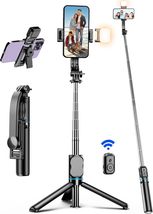 Selfie Stick, 41&#39;&#39; Extendable Phone Tripod Stand with Phone Holder &amp; Detachable  - £13.33 GBP+