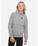 Nike Big Boys Sports Club Half Zip Fleece Sweatshirt,Carbon Heather,X-Large - £46.60 GBP