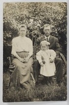 Lovely Young Family Early 1900s Darling Girl Rustic Bench Postcard S7 - £7.04 GBP