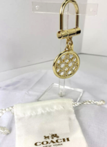 New Coach  Key Chain Gold Pave Crystals Circle  Signature  92959 Purse Charm  J3 - £62.98 GBP